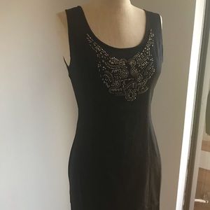 Very J NWTS beaded charcoal gray dress